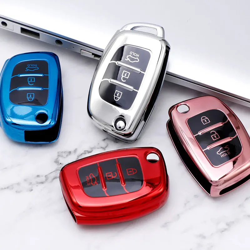 TPU Car Folding Key Case Cover Keychain for Hyundai I10 I20 Ix25 Ix35 Elantra Creta Solaris Tucson Sonata Santa Fe Sport Verna | Автомобили