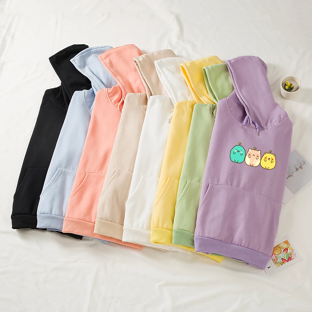 

Harajuku Aesthetic Anime Hoodies Women Korean Style Cute Funny Sweatshirts Girls Ullzang Friends Hooded Cotton Moletom Feminino