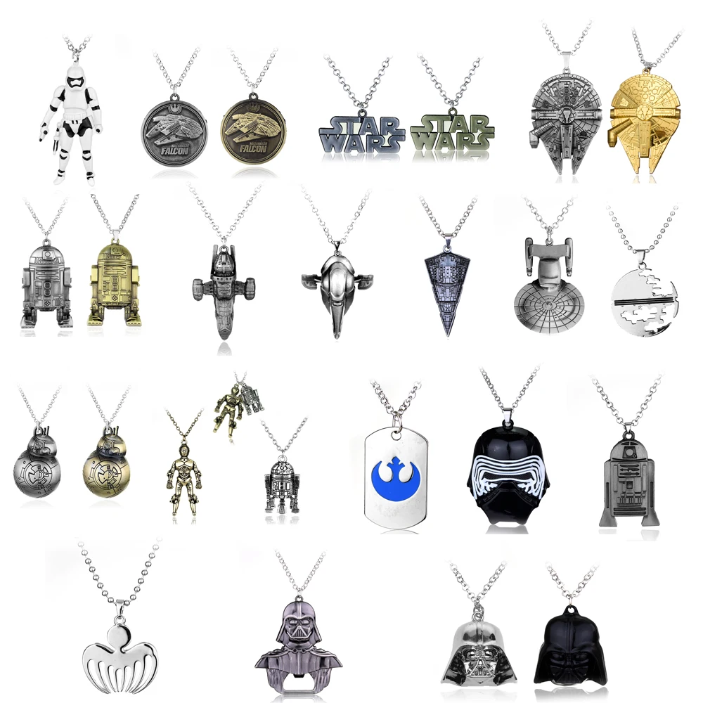 Горячая Распродажа Звездные войны 7 робот R2D2 ожерелье модное винтажное Серебро Золото сплав фигурки кулон аксессуары для женщин мужчин вентиляторы подарок