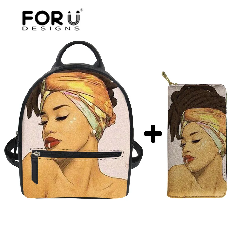 Рюкзаки FORUDESIGNS из искусственной кожи для женщин африканские девушки черные сумки