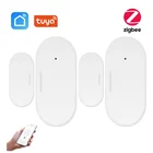 Датчик Контакта двери и окна Tuya Smart ZigBee, беспроводной детектор для умного дома, работает с приложением для сигнализации, работает со шлюзом ZigBee3.0