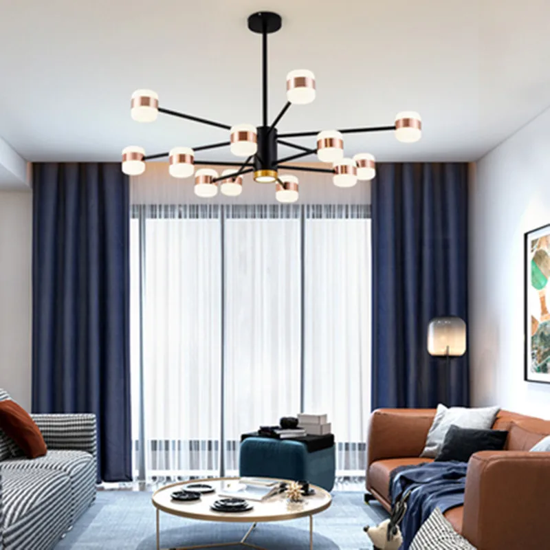 Modern nordic chandeliers lighting 6-16 heads creatvie black rose gold led ceiling hanging lamp for living dining room bedroom | Освещение