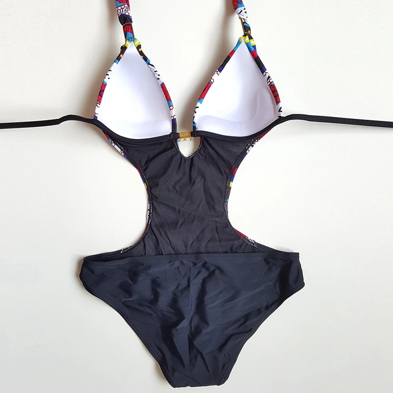 Популярный Европейский слитный купальник с принтом бикини пуш ап купальные