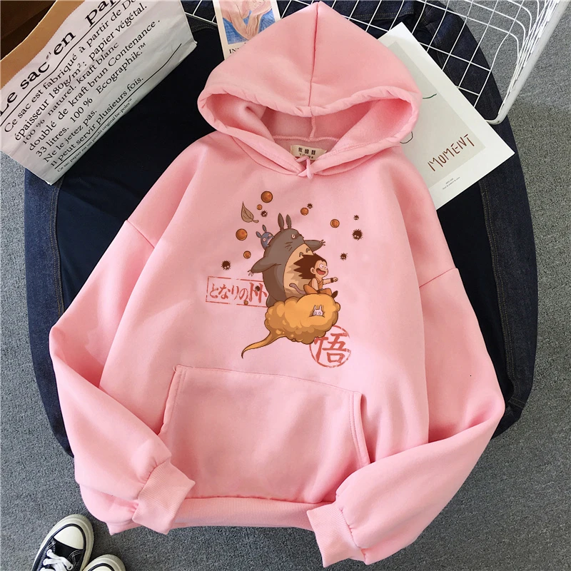 Totoro Studio Ghibli Kawaii толстовки Harajuku Забавный аниме для женщин мультфильм толстовка Ullzang 90s мода толстовка Графический Женский милый - Цвет: 15