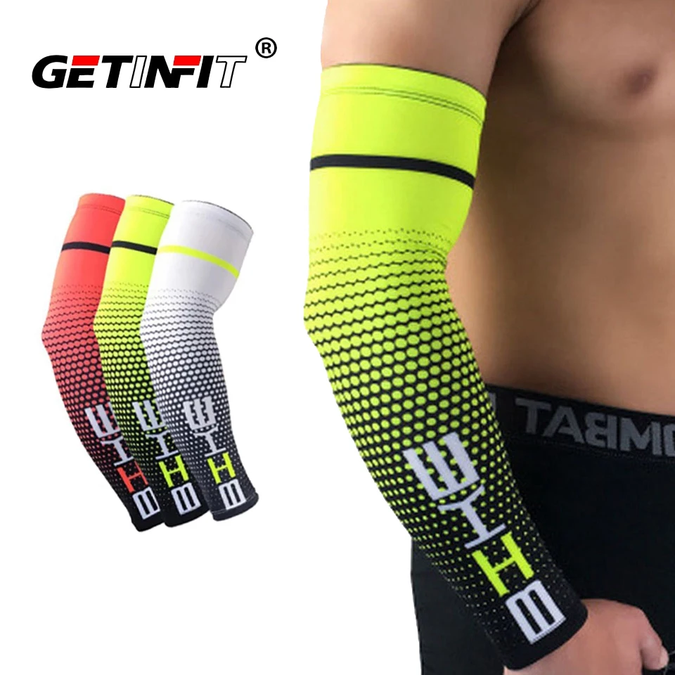 

Спортивные нарукавники Getinfit, 1 пара, защита от УФ-лучей, защита для манжет, защита для локтя, для езды на велосипеде, бега, крутые мужские нару...