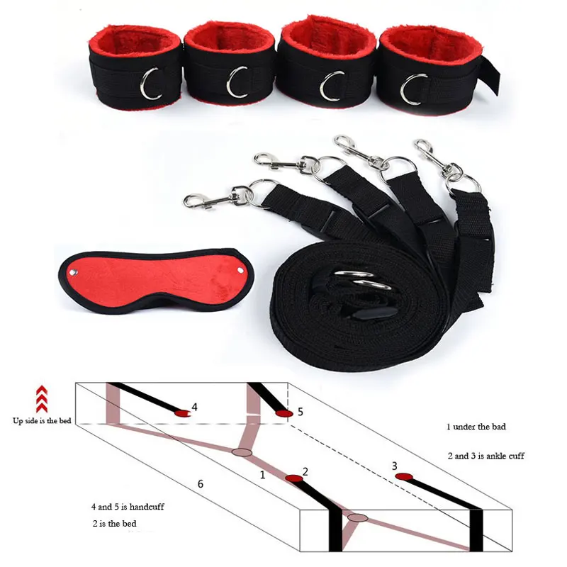 Под Кровать БДСМ-бондаж системы секс игры для взрослых наручники и лодыжки