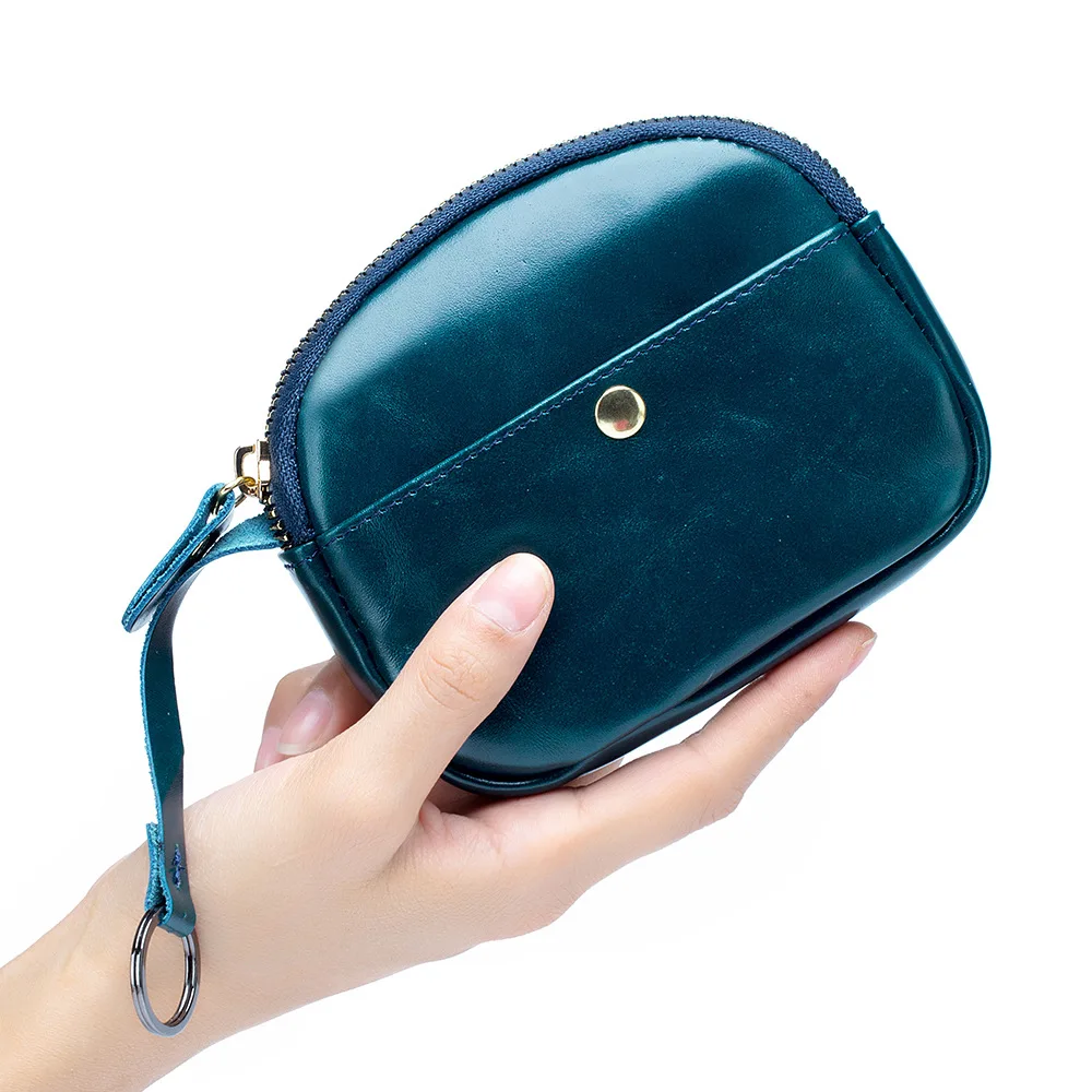 

Женский мини-кошелек из вощеной натуральной кожи, тонкие Кошельки для монет, Желейный кошелек, Женская сумочка, держатель для ключей