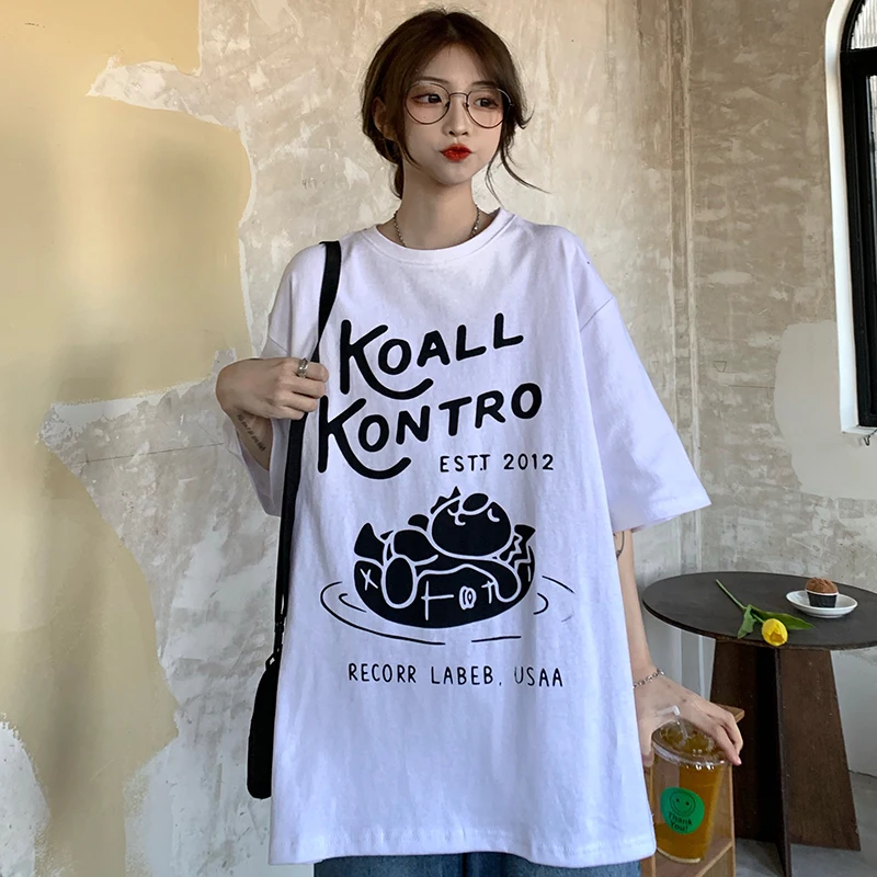 

Hong Kong Style Japanese Short-Sleeved T-shirt Women's Summer Loose Korean Style Ins Trendy Harajuku Style BF Half Sleeve