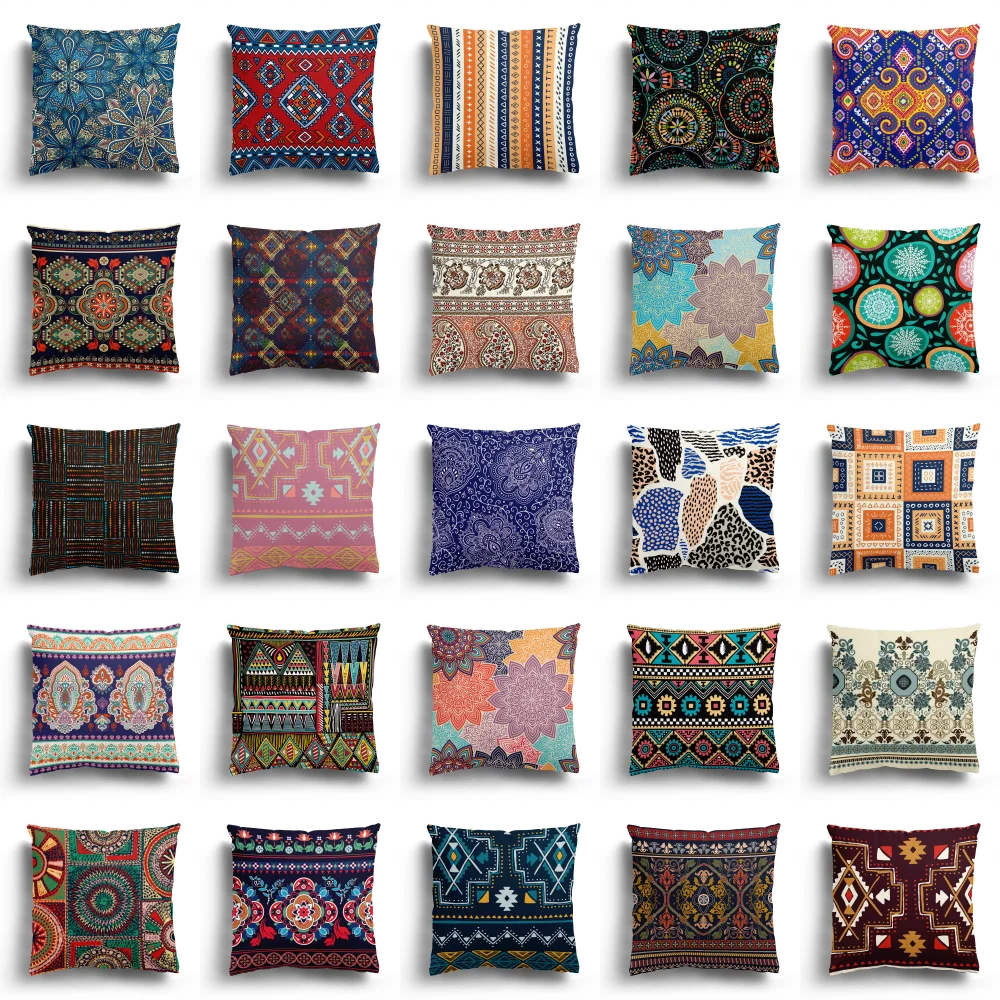 

Geometric modern national wind short plush pillowcase car sofa waist toss cushion cover home pillowcase 40/45/50/60cm