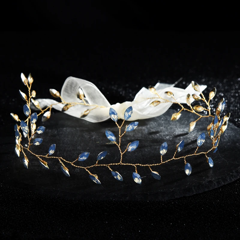 Тиара для невесты с пряжей ободок в форме конского глаза бусинами