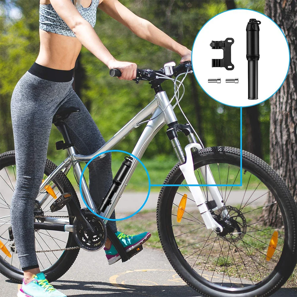 

Mini Bike Pump Hand Pump Tire Air Inflator Bicycle Pump with Glueless Patch Kit, Pump Fits Mountain, Road Bicycle Sports Balls