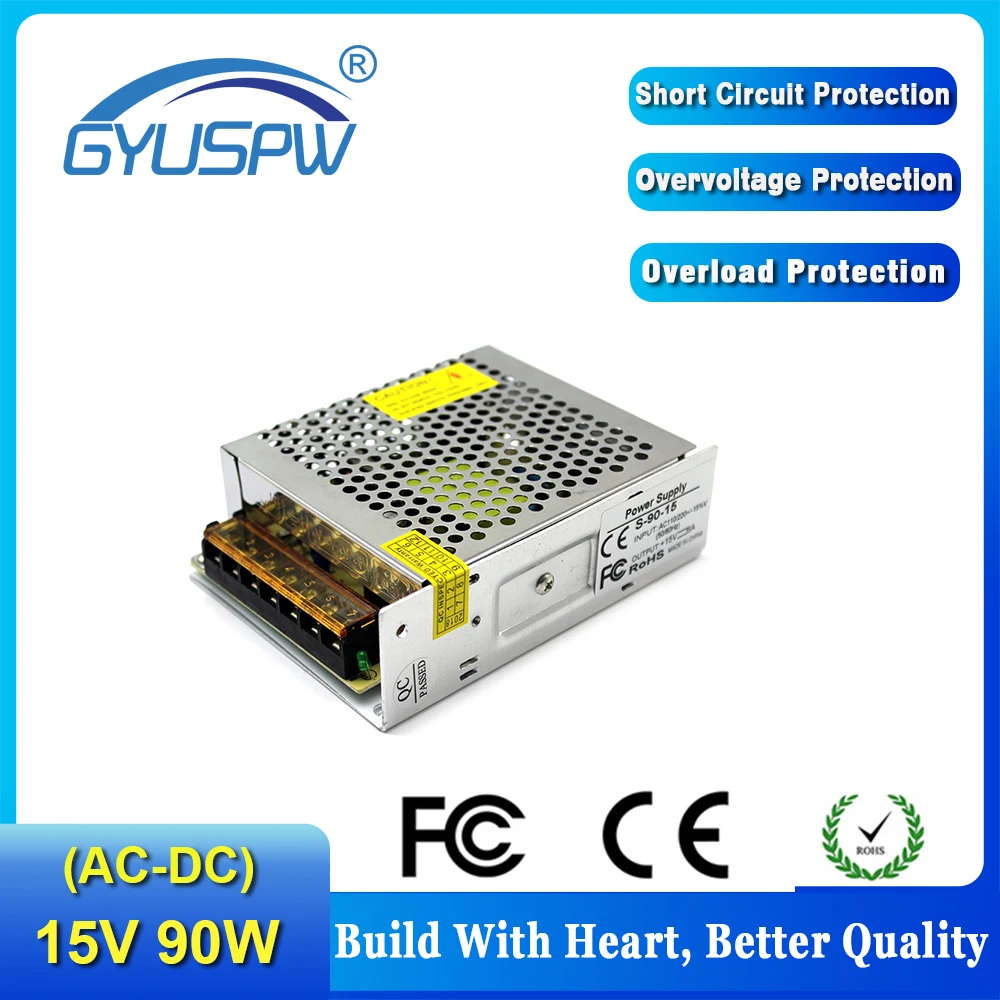 DC15V выключатель питания 6A 90 Вт AC DC преобразователь Светодиодный источник для