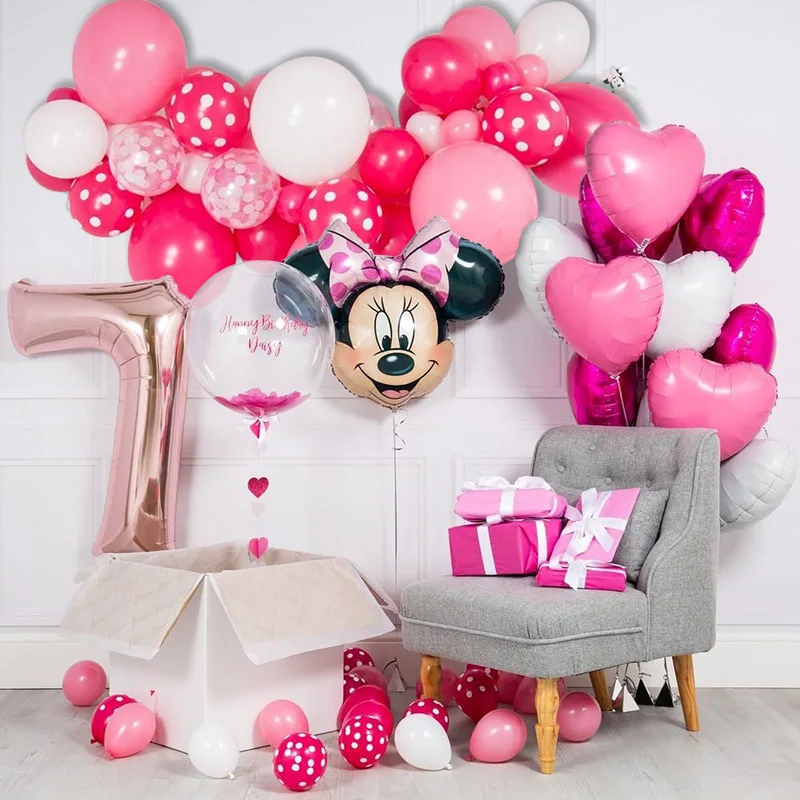 Happy Baby Shower 1st девочка Disney Минни Мышь День рождения Декор детей одноразовая посуда
