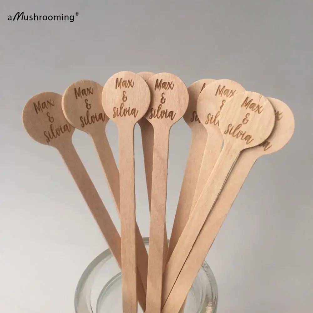 Деревянные перемешиватели для кофе (100) персонализированные туфли-лодочки