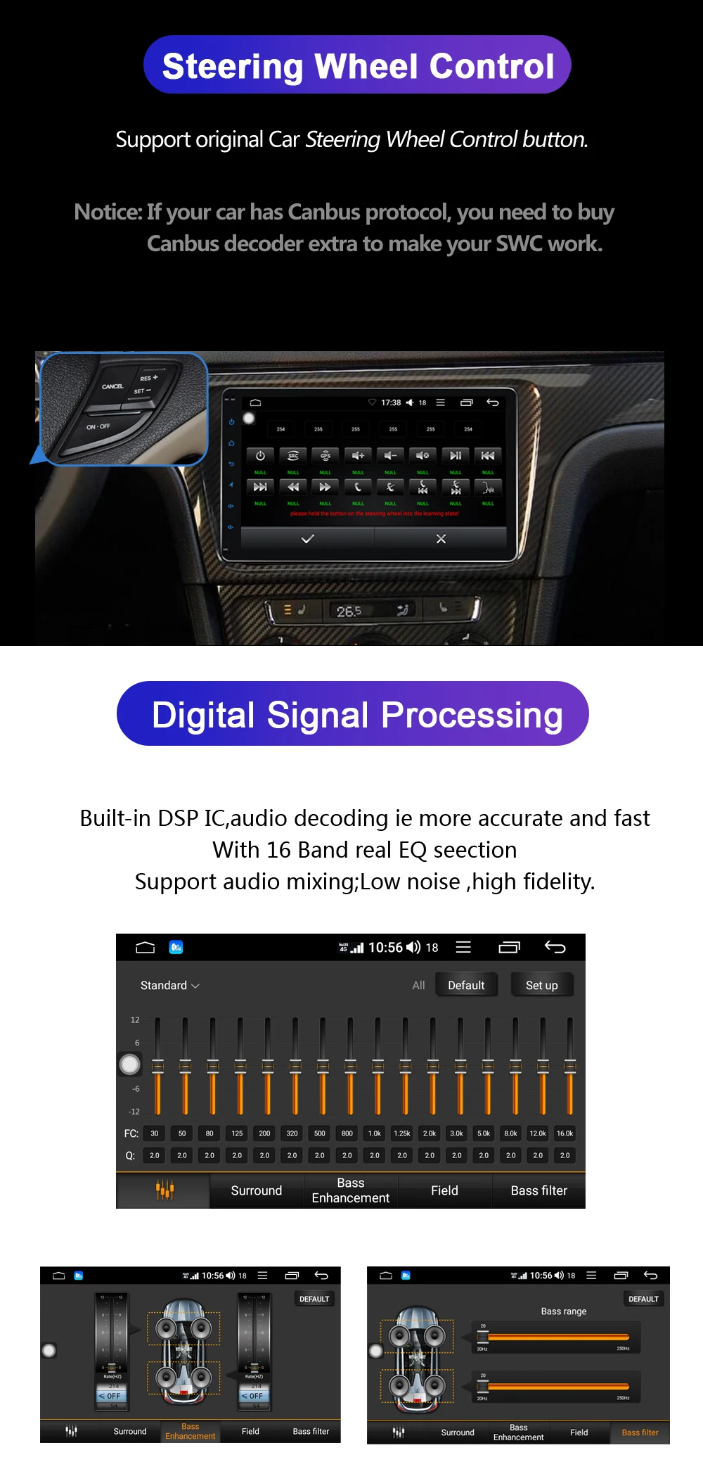 10," 4+ 64 Гб автомобильное радио Bluetooth 1 Din Android автомобильный стерео аудио плеер с gps/видео выход/SWC/ips/SPDIF