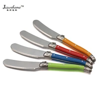 jaswehome set of 4 laguiole stainless steel butter knife cheese butter spatula plastic handle cheese spreader cutlery knife