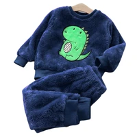 brand new boy clothing sets winter flannel children clothing sets sweatshirt pants warm kids clothes unisex girl clothing sets
