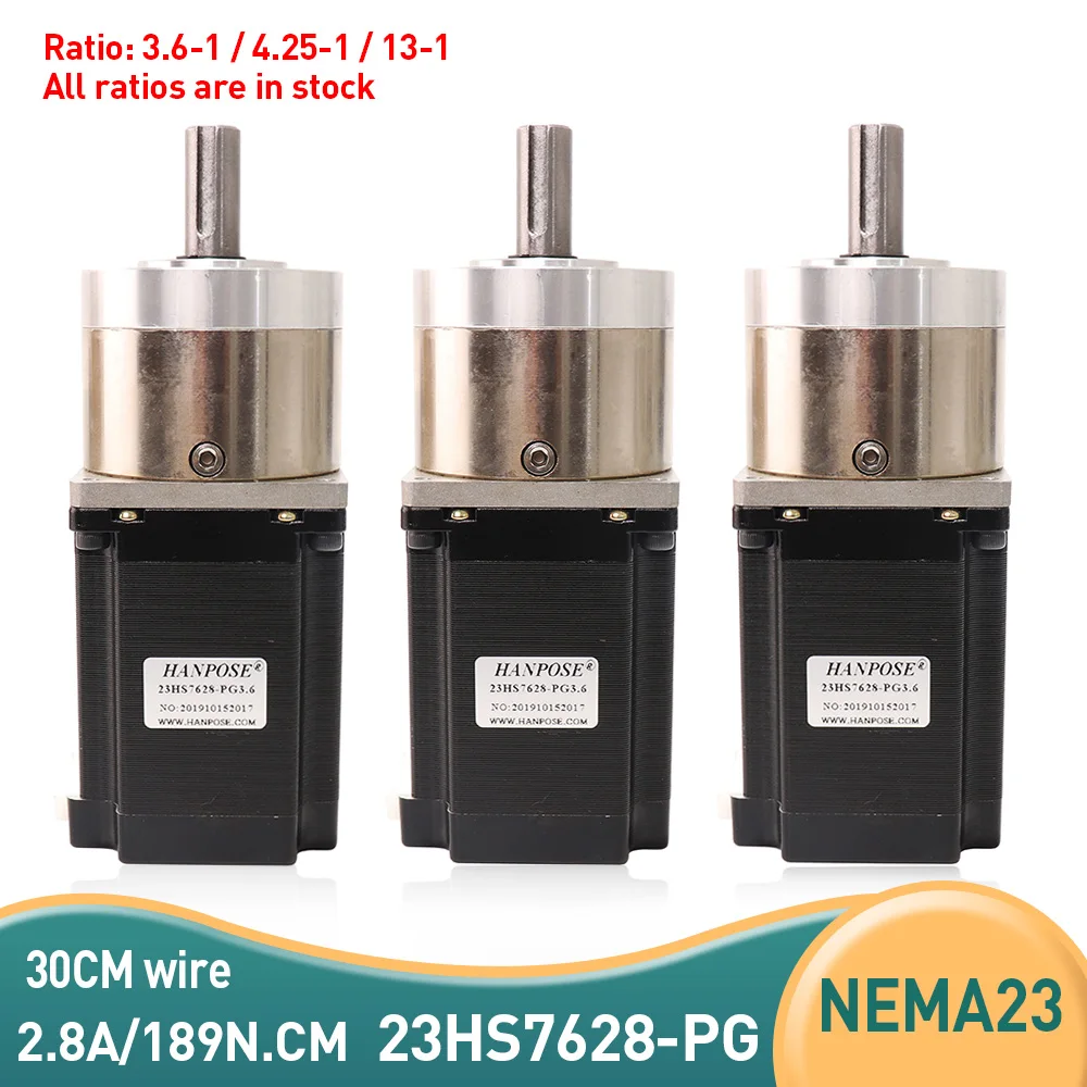 

3PCS 4-lead 23HS7628 2.8A 189N.CM Stepper Motor 57 motor Extruder Gear Stepper Motor Ratio 16:1 Planetary Gearbox