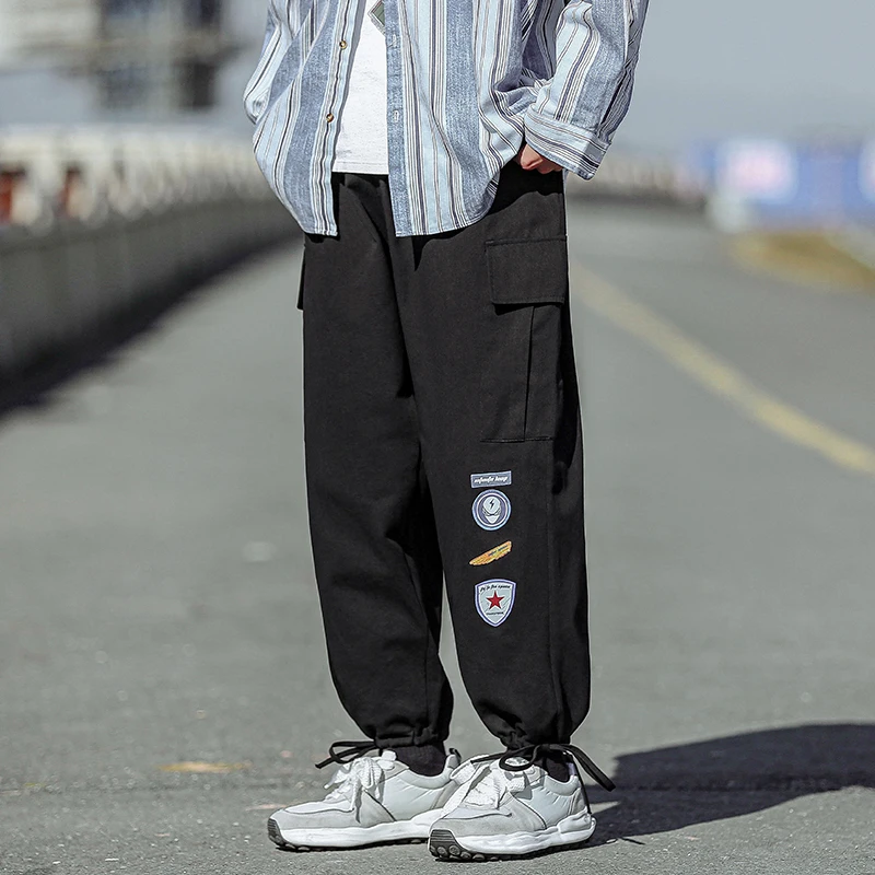 

TFETTERS Brand 2021 Streetwear Men Pants New Loose Casual Safari Style Men Clothing Printed Drawstring Mens Hip Hop Clothing
