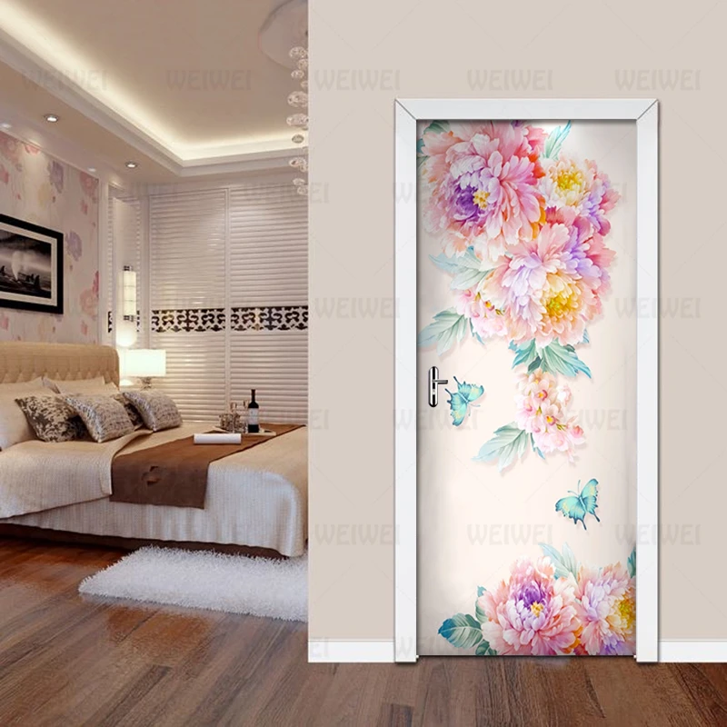 Современные свежие розы бабочки обои наклейки на стену ПВХ самоклеющиеся