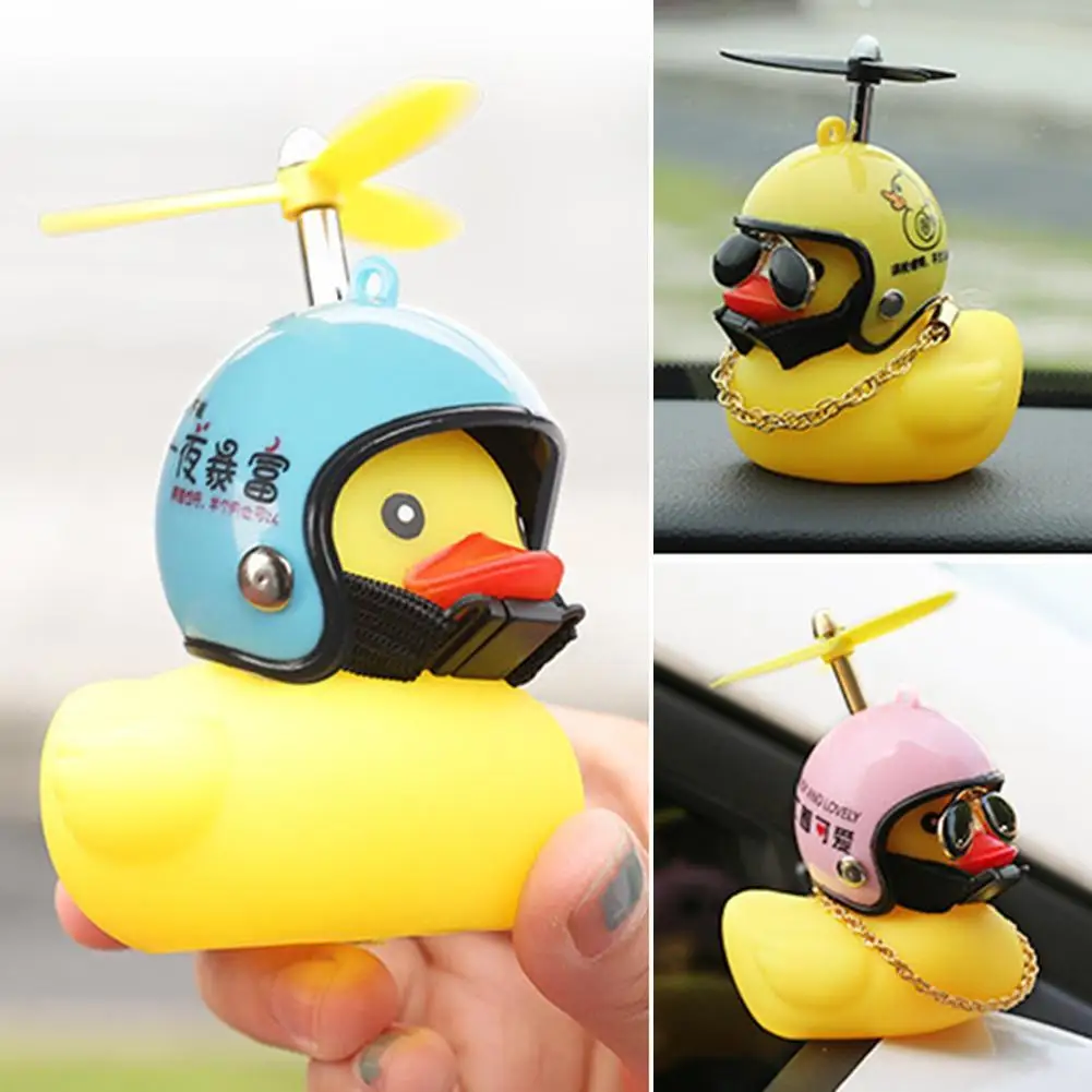 

Car Duck With Helmet Broken Wind Yellow Duck Road Bike Motor Helmet Riding Cycling Accessories Car Interior With/without Light