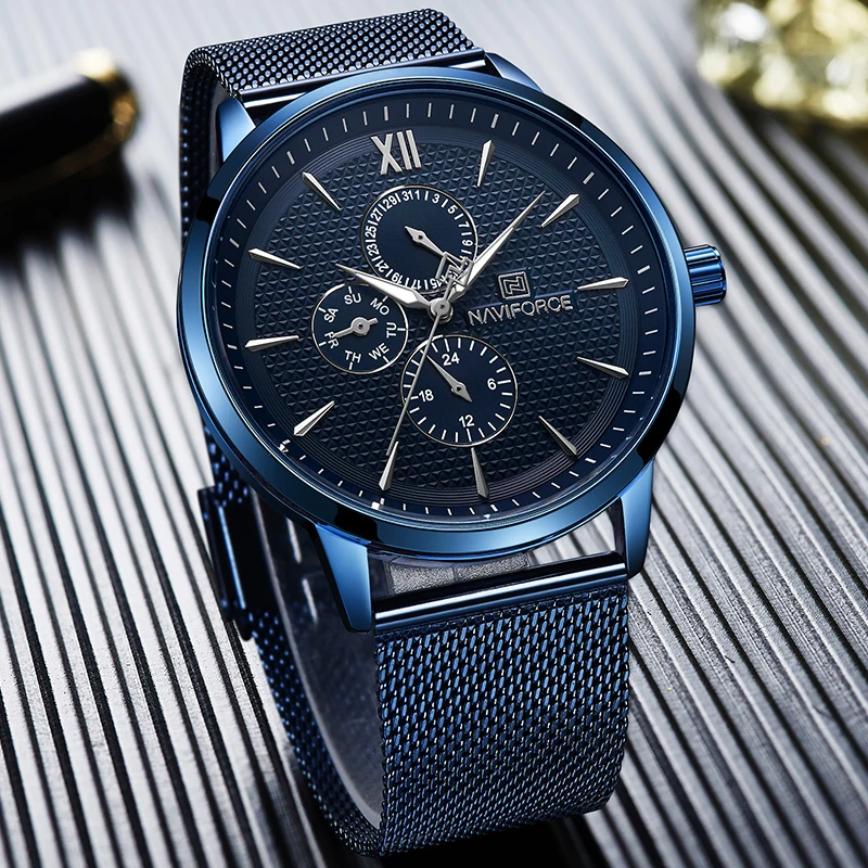 

NAVIFORCE Sports Brand Man Watches Business Full Steel Strap Water Ressistance Watch Men Military Watch Clock Relogio Masculino