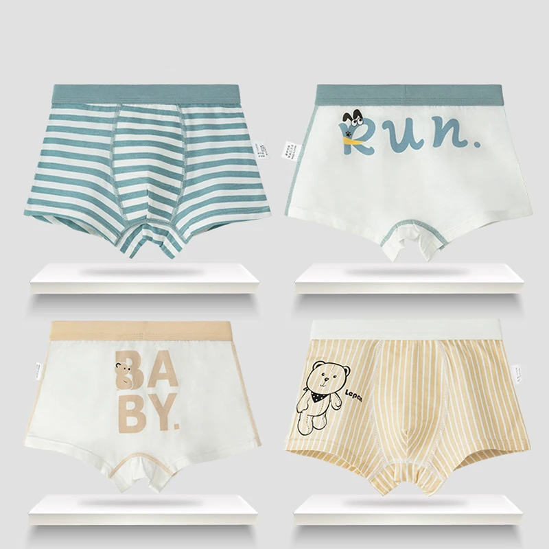 

4Pcs/Lot Cotton Panties for Boys Boxer Briefs Boy Cartoon Underpants Big Childrens Shorts Kids Underwear 3-12 Years Teen Panties
