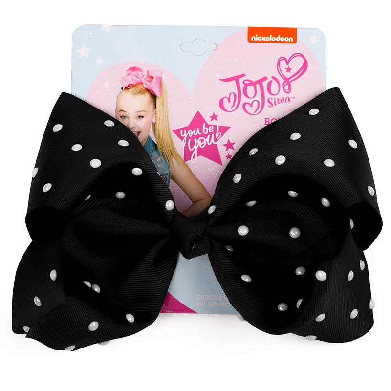 

8" Jojo Siwa Bows Fashion Pearl Hair Clip Large Ribbon Knot Handmade Hairgrips Party Hairpin Fashion Hair Accessories for Girls