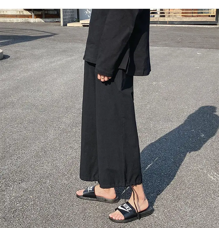 Брюки-султанки мужские льняные до щиколотки Джоггеры в стиле Харадзюку уличная