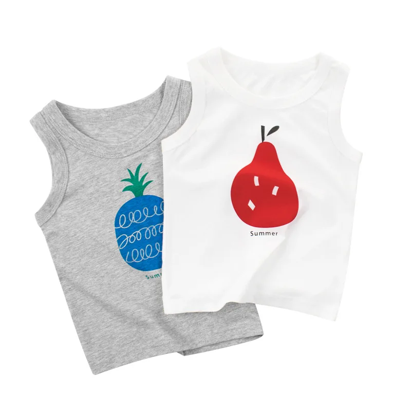 

Baby Boys Girls Summer Vest T-Shirt Kids Cartoon Fruit Cotton Undershirts Tee T Shirt Children Clothing for 2 3 4 5 6 7 Years