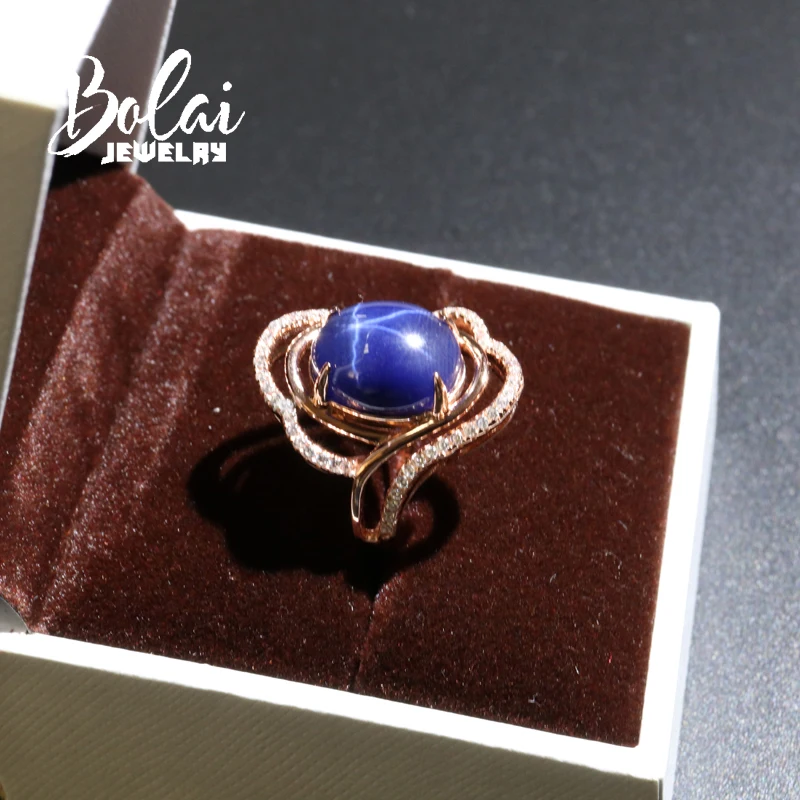 Created starlight sapphire ring gemstone oval 10*12mm about.6.37ct with 925 sterling silver creativity bolaijewelry promotion | Украшения и