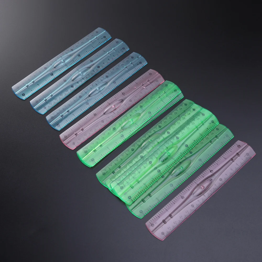 

12 Pcs Transparent Rulers School Students Stationery Office Measuring Ruler 15CM (Random Color)