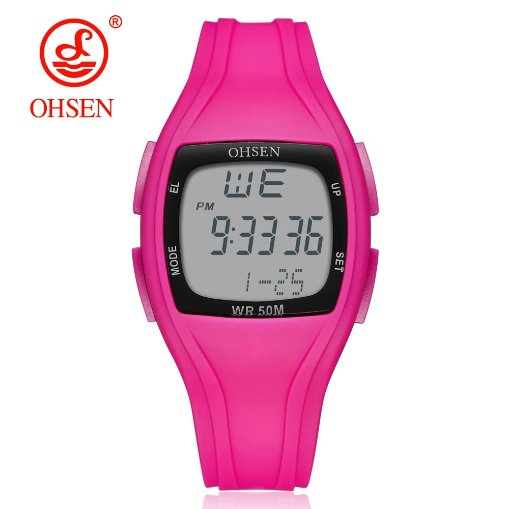 OHSEN цифровые спортивные женские часы reloj mujer модные красные силиконовые