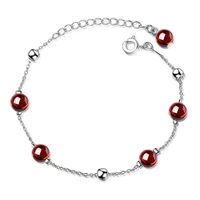 new arrival 30 silver plated elegant natural red garnet stone ladies bracelets jewelry women short charm chain no fade