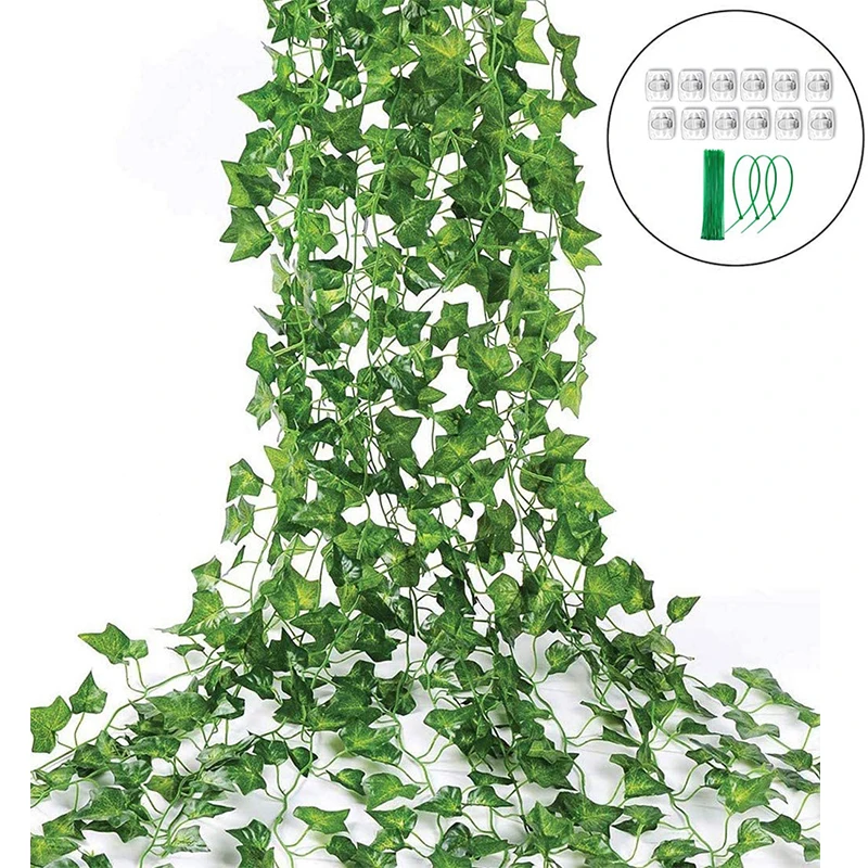 

12 шт. Поддельные листьев плюща искусственный Плющ стена из виноградных лоз подвесная гирлянда искусственные растения с узором в виде плюща ...