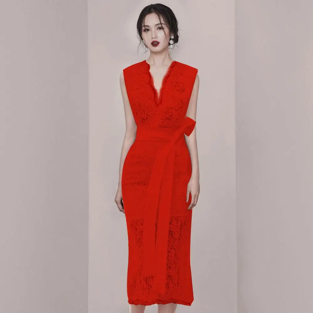 HAMALIEL подиумное летнее платье-футляр вечерние платья в винтажном стиле женское