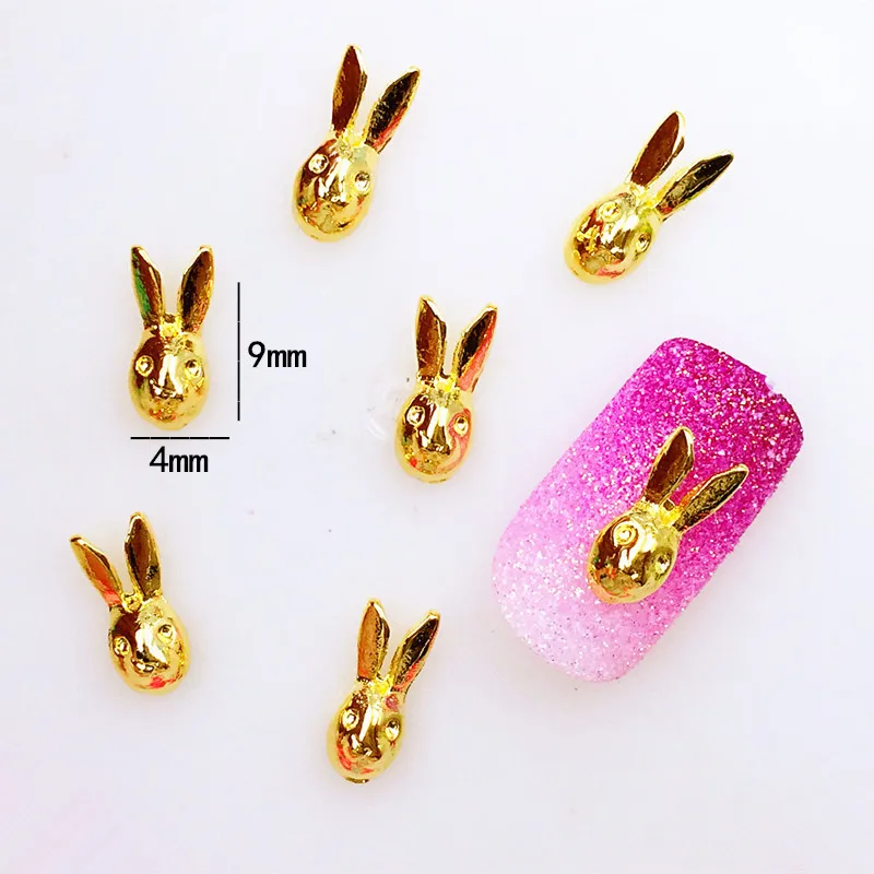 50Pcs/Lot metal nail art cross bow knot key tortoise rabbit heart 3d gel nail jewelry charms decoration tools