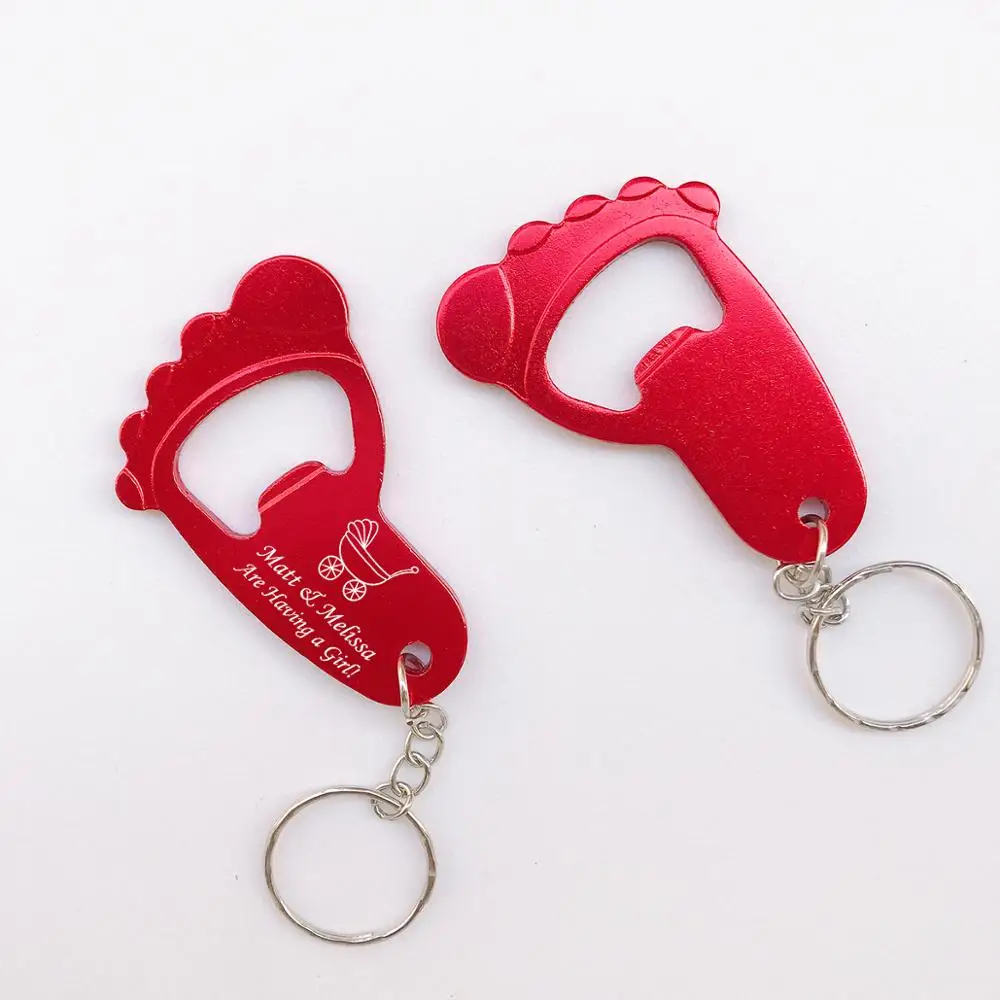 Персонализированные Baby Shower Favor для мальчиков и девочек брелок ключей открывалка