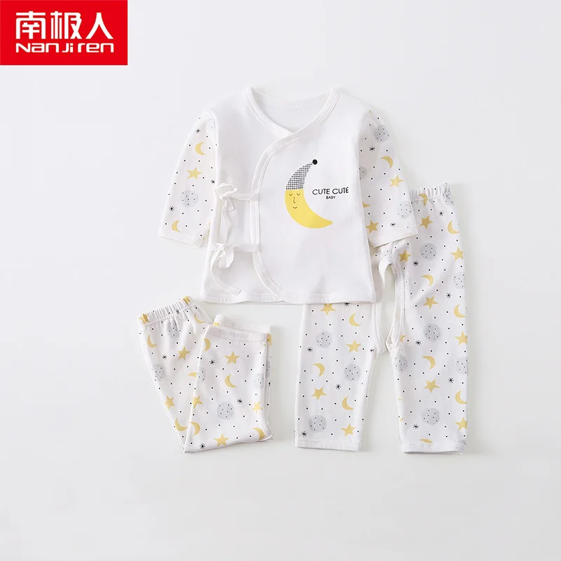 Nanjiren/Пижамный костюм для новорожденных Одежда Теплая хлопковая одежда с принтом