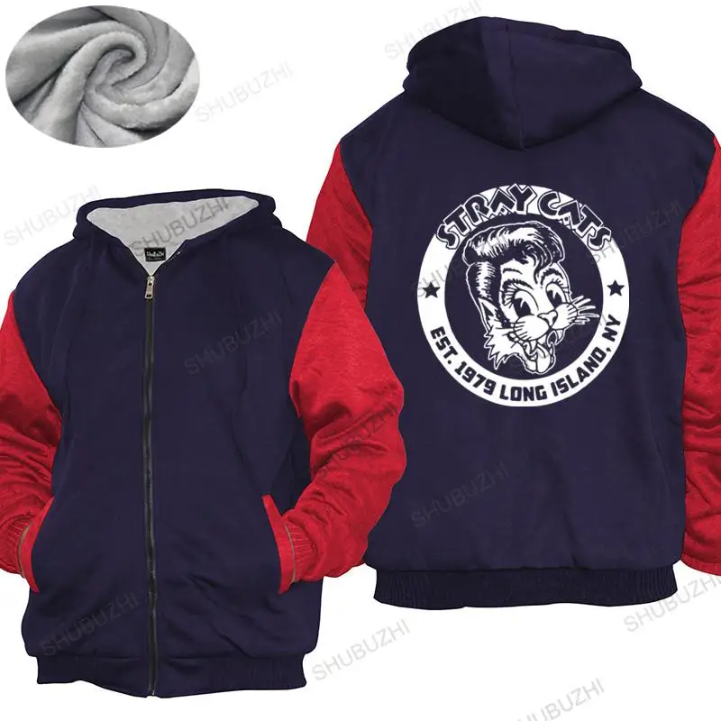 

Cotton warm coat Men winter zipper Tops Solid Color Novelty Stray Cats Men's Established 1979 Slim Fit thick hoody Homme