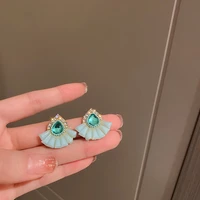 origin summer cute pink blue color water drop crystal dangle earrings spark rhinestone irregular fan shaped earrings accessories