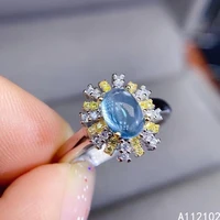 kjjeaxcmy fine jewelry 925 sterling silver inlaid natural sky blue topaz girl simple flower plain gem ring support check