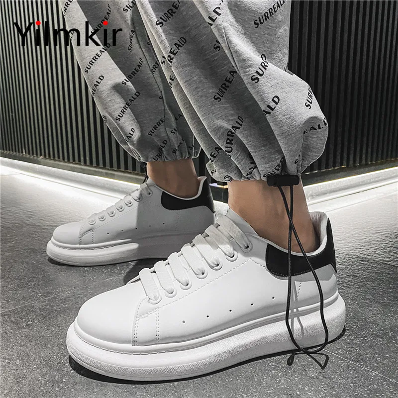 

Fashionable Men's Sports Casual Shoes Breathable Thick Soled Increased Full Matching Men's Flat Bottomed Classic White Shoes