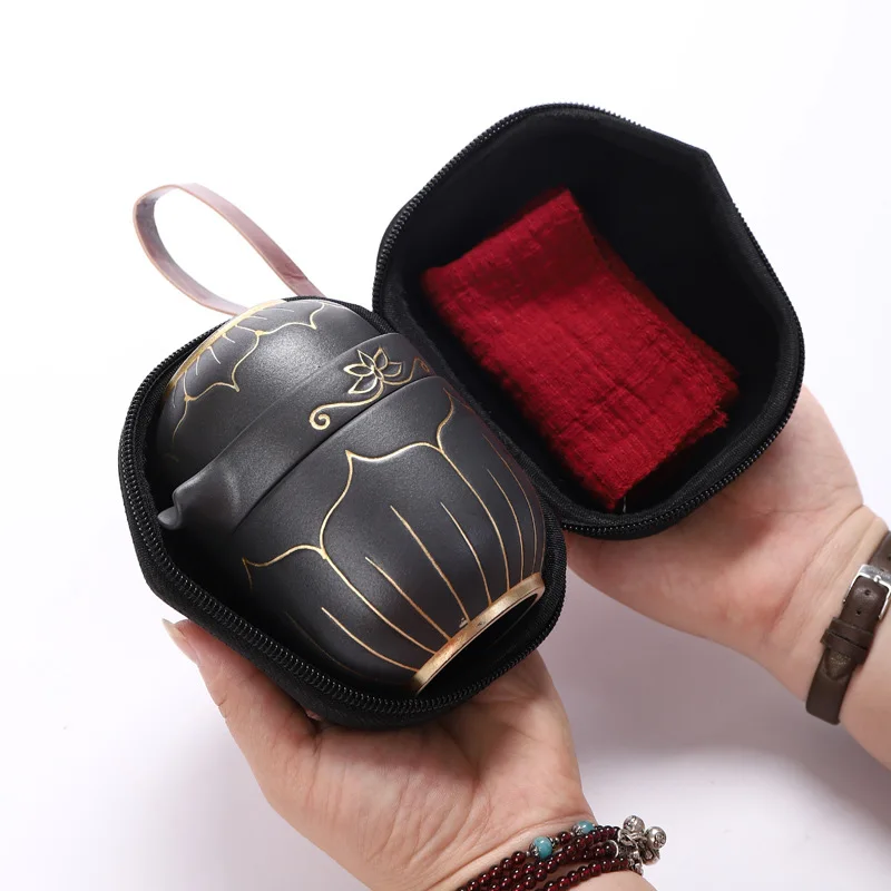 

Lotus flower ceramic teapot tea cups a tea sets chinese kung fu travel tea set drinkware