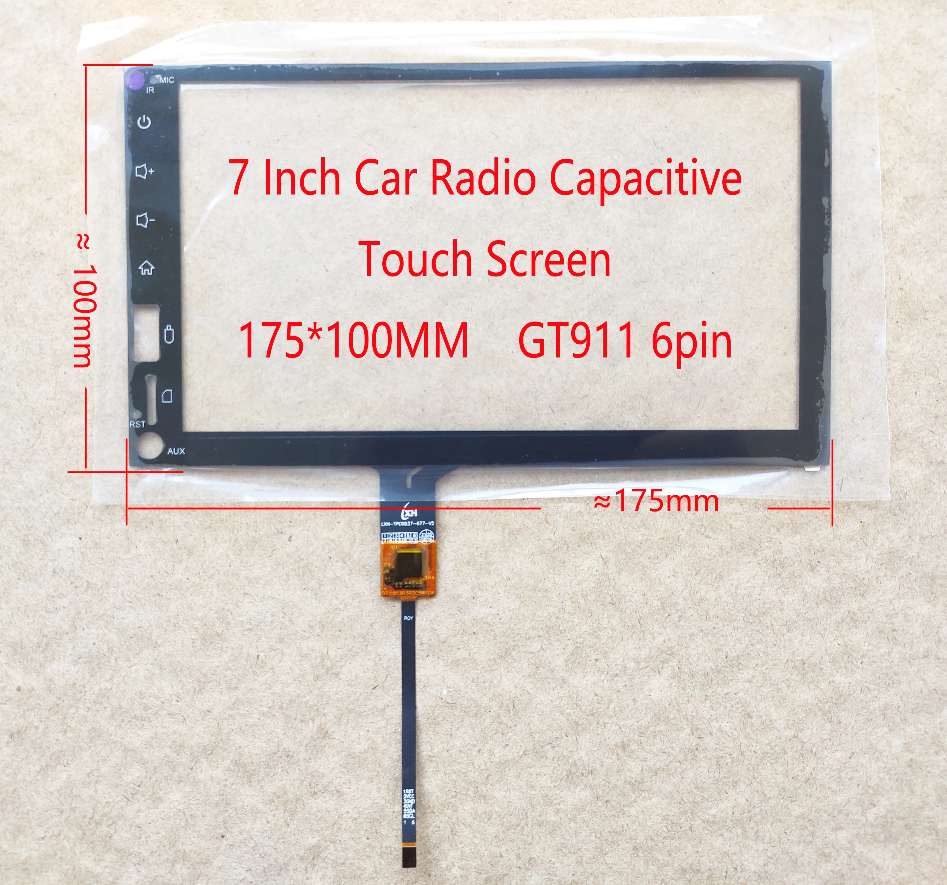 7 дюймов Автомобильный радиоприемник MP5 емкостный Сенсорный экран GT911 6pin 175*100 мм