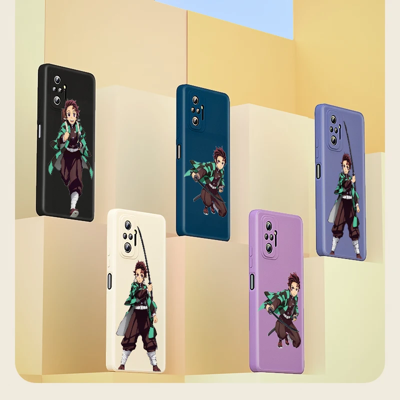 

Anime Demon Slayer Tanjirou For Xiaomi Redmi Note 10 9 Pro Max 5G 10T 10S 9T 9S 8 7 Liquid Silicone Soft Cover Phone Case