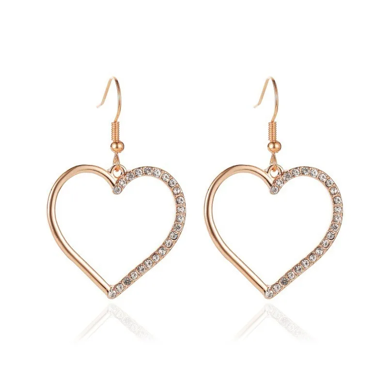 

Origin Summer Exquisite Rhinestone Hollow Butterfly Love Heart Key Dangle Earings for Women Asymmetric Earings Party Jewelry
