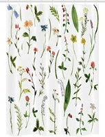 watercolor flower stall shower curtain different kinds of flowers herbs plants and earth elements fabric bathroom decor