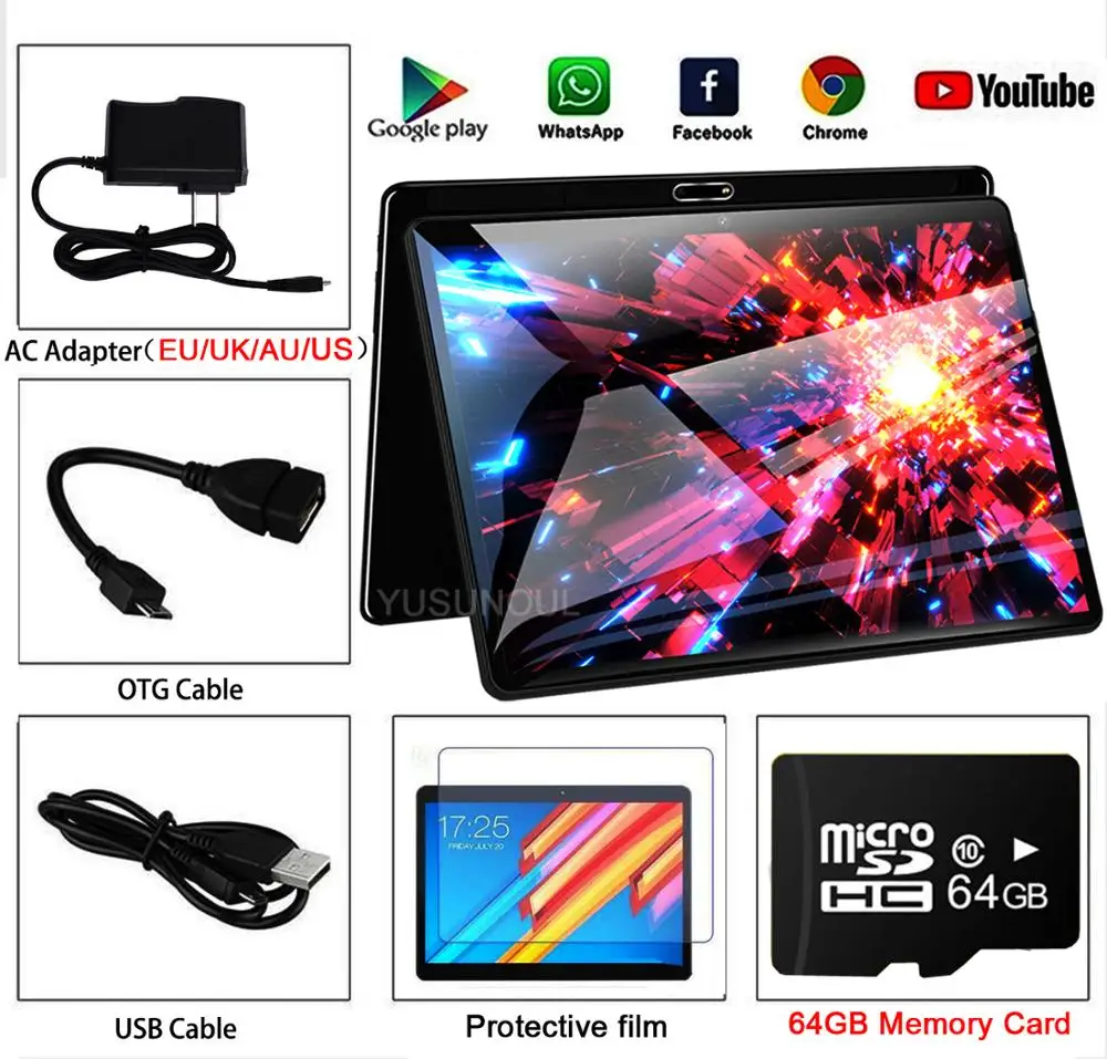 Планшет с двойным стеклом 10 дюймов Android 9 0 2 ГБ + 32 Wi-Fi Bluetooth GPS | Компьютеры и офис