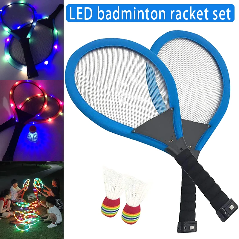 

Hot Family Entertainment Outdoor Night Light Training LED Badminton Racket Sets Sport MVI-ing